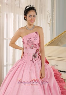 2013 Quinceanera Dress Appliques Hand Flowers Strapless