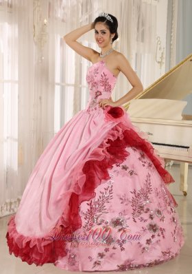 2013 Quinceanera Dress Appliques Hand Flowers Strapless