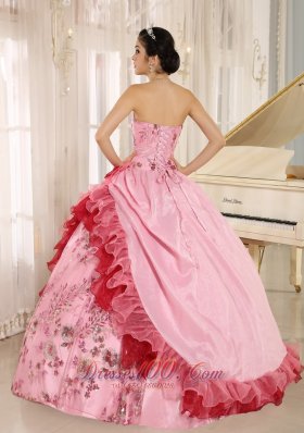 2013 Quinceanera Dress Appliques Hand Flowers Strapless