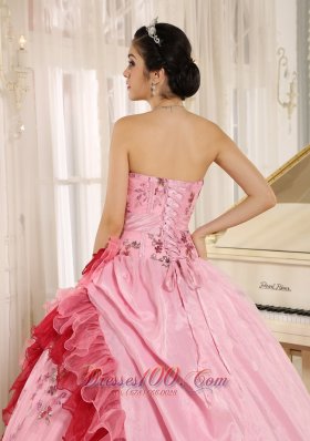 2013 Quinceanera Dress Appliques Hand Flowers Strapless