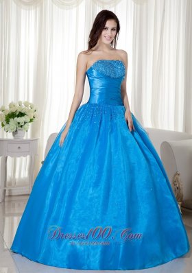Sky Blue Quinceanera Dress Strapless Around 200 Taffeta