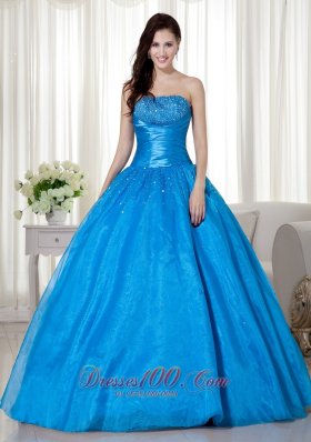 Sky Blue Quinceanera Dress Strapless Around 200 Taffeta