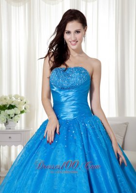 Sky Blue Quinceanera Dress Strapless Around 200 Taffeta