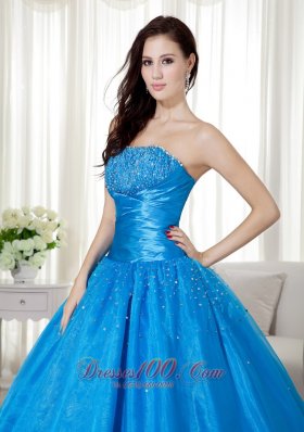 Sky Blue Quinceanera Dress Strapless Around 200 Taffeta