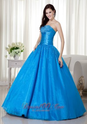 Sky Blue Quinceanera Dress Strapless Around 200 Taffeta