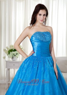 Sky Blue Quinceanera Dress Strapless Around 200 Taffeta