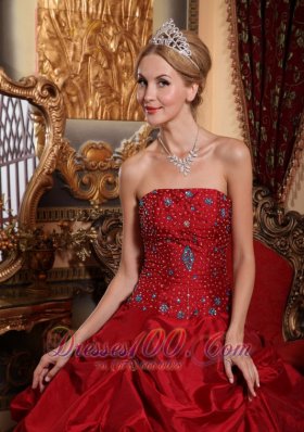 2013 Wine Red Quinceanera Dress Strapless Floor-length