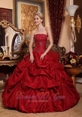 2013 Wine Red Quinceanera Dress Strapless Floor-length