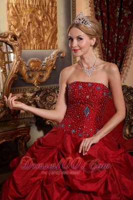 2013 Wine Red Quinceanera Dress Strapless Floor-length