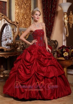 2013 Wine Red Quinceanera Dress Strapless Floor-length