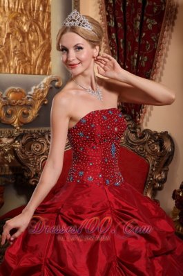 2013 Wine Red Quinceanera Dress Strapless Floor-length