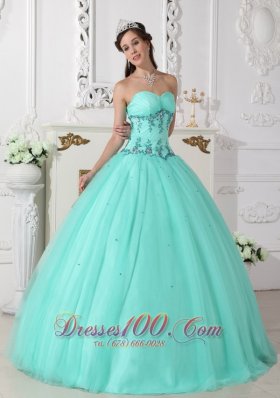 Apple Green Quinceanera Dress Under 200 Beading Floor-length