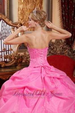 Rose Pink Quinceanera Dress Appliques Pick-ups