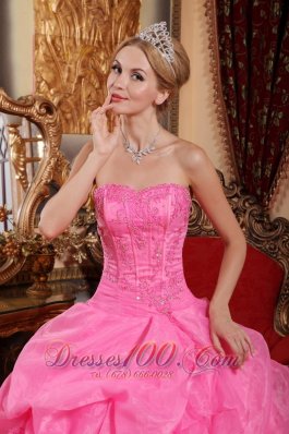 Rose Pink Quinceanera Dress Appliques Pick-ups