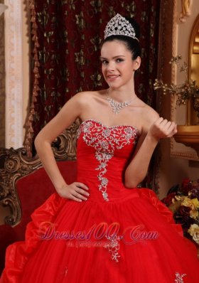 Red Quinceanera Dress Appliques Beading Pick-ups