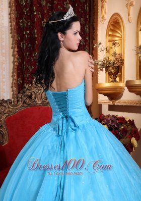 Baby Blue StraplessQuinceanera Dress Appliques Beading