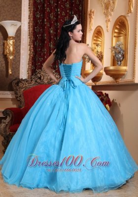 Baby Blue StraplessQuinceanera Dress Appliques Beading