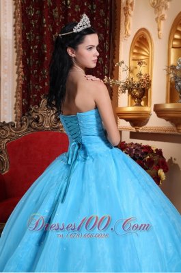 Baby Blue StraplessQuinceanera Dress Appliques Beading