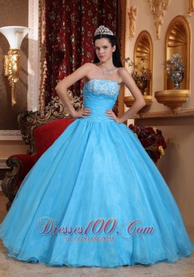 Baby Blue StraplessQuinceanera Dress Appliques Beading