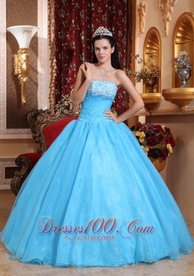 Baby Blue StraplessQuinceanera Dress Appliques Beading