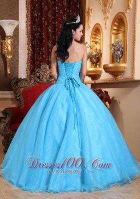 Baby Blue StraplessQuinceanera Dress Appliques Beading