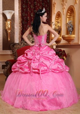 Rose Pink Quinceanera Dress Appliques Beading Floor-length