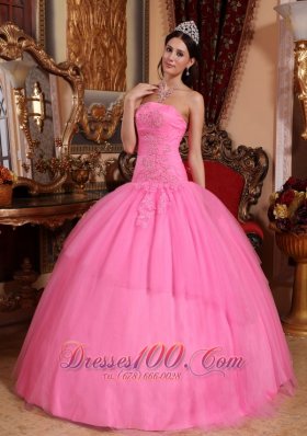 2013 Rose Pink Quinceanera Dress Appliques Beading