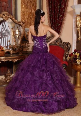 Purple Quinceanera Dress Beading Organza Sweetheart