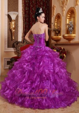 Purple Dresses for Quince Beading Ruffles Strapless