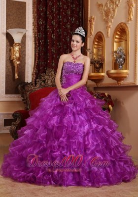 Purple Dresses for Quince Beading Ruffles Strapless