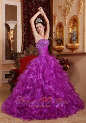 Purple Dresses for Quince Beading Ruffles Strapless