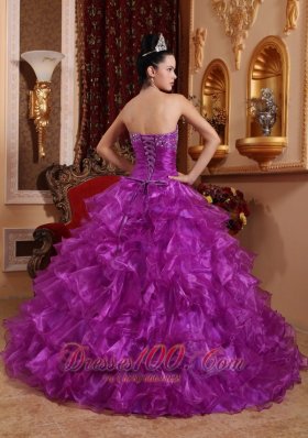 Purple Dresses for Quince Beading Ruffles Strapless