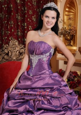 Lavender Quinceanera Dress Appliques Pick-ups