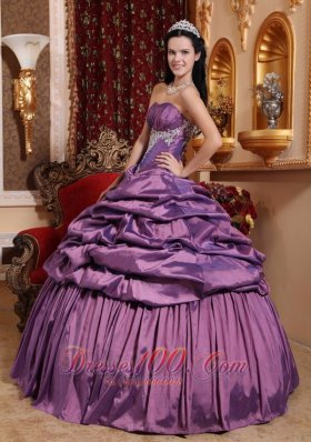 Lavender Quinceanera Dress Appliques Pick-ups