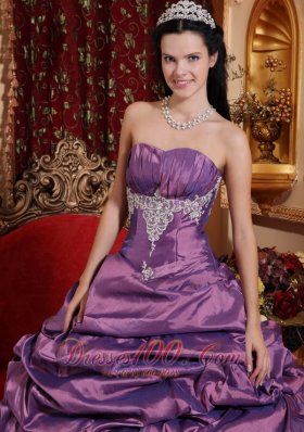 Lavender Quinceanera Dress Appliques Pick-ups