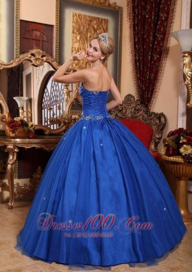 2013 Blue Quinceanera Dress Strapless Taffeta Tulle