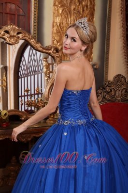 2013 Blue Quinceanera Dress Strapless Taffeta Tulle