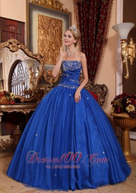 2013 Blue Quinceanera Dress Strapless Taffeta Tulle