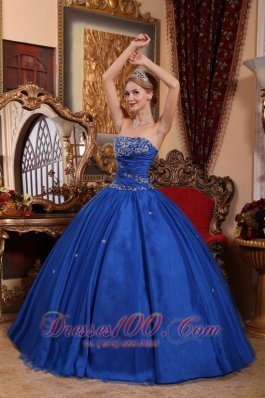 2013 Blue Quinceanera Dress Strapless Taffeta Tulle