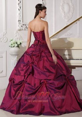 Burgundy Quinceanera Dress Appilques Sweetheart