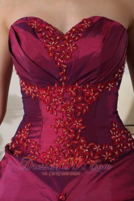 Burgundy Quinceanera Dress Appilques Sweetheart