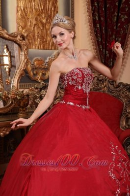 Pretty Wine Red Quinceanera Dress Floor-length Embroidery