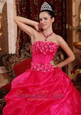 Cute Hot Pink Sweet 16 Dress Appliques Beading