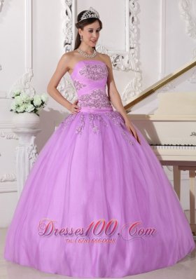 Lavender Quinceanera Dress Beading Taffeta Tulle