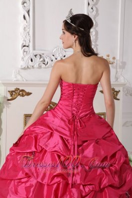 Discount Hot Pink Quinceanera Dress Beading Ruch