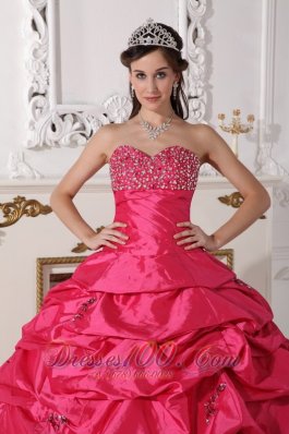 Discount Hot Pink Quinceanera Dress Beading Ruch