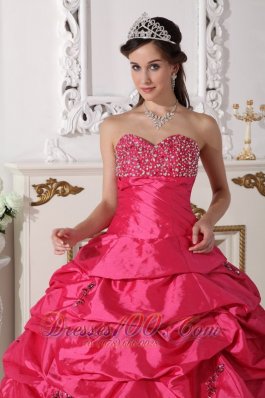 Discount Hot Pink Quinceanera Dress Beading Ruch