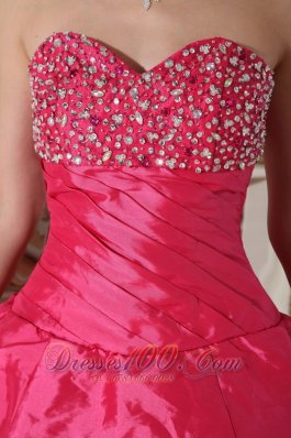 Discount Hot Pink Quinceanera Dress Beading Ruch