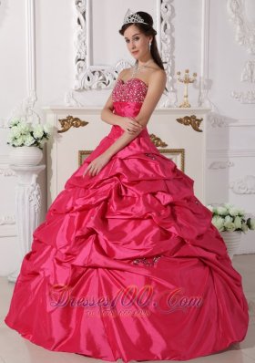 Discount Hot Pink Quinceanera Dress Beading Ruch