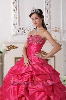 Discount Hot Pink Quinceanera Dress Beading Ruch